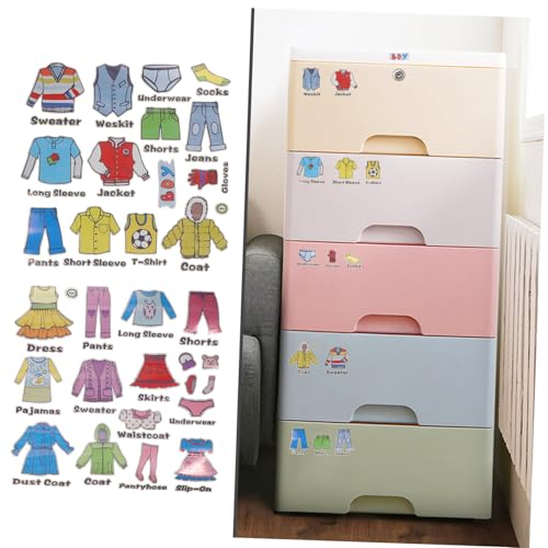 SOPOTUTU 2 Blätter Kleideretiketten Aufkleber für Kleiderschrank Selbstklebend Leicht Ablösbar ohne Rückstände mit Niedlichen Motiven und Text zur Einfachen Kleidungssortierung für Jungen von SOPOTUTU