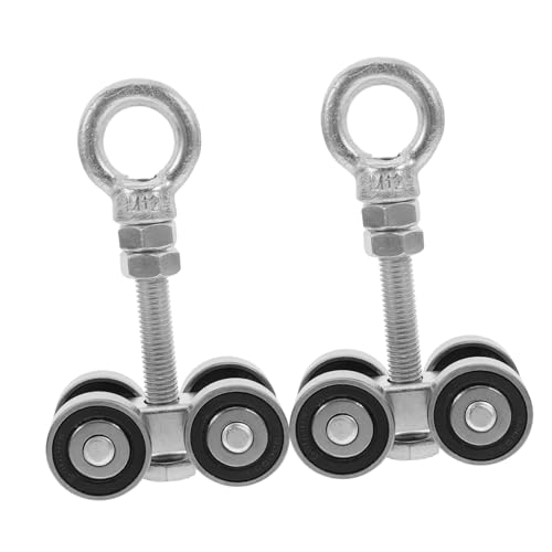 SOPOTUTU 2 Sätze Geräuscharme Trolley Räder mit Vierfach Lager Robuste Schienenlaufräder für Schiebetüren Langlebige Laufrollen Zubehör für Scheunentore und Falttüren Einfache Montage von SOPOTUTU