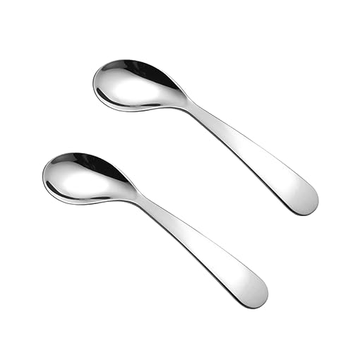 SOPOTUTU 2 Stück Gebogene Babylöffel Fütterungs Trainingslöffel für Rutschfest Ergonomisches Design für Esslernen Lebensmittelechtem Leicht zu Reinigen von SOPOTUTU