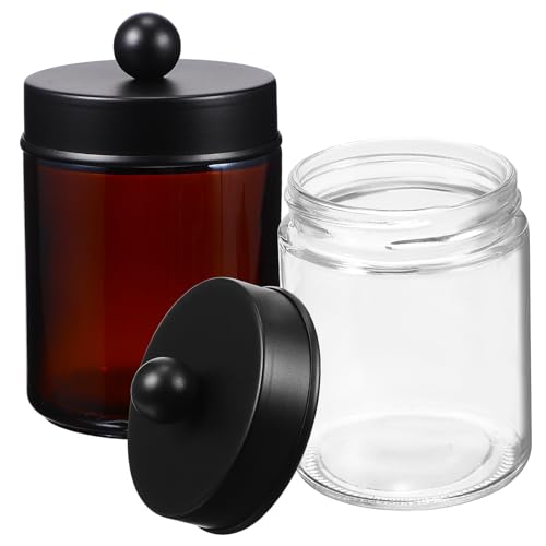 SOPOTUTU 2 Stück Glas Cotton Pads Organizer mit Deckel Transparenter Brauner Wattepads Behälter Platzsparender Badezimmer Organizer Langlebiger Glasbehälter für Wattepinsel und Kosmetik SOPOTUTU 2 Stück Glas Cotton Pads Organizer mit Deckel Transparenter Brauner Wattepads Behälter Platzsparender Badezimmer Organizer Langlebiger Glasbehälter für Wattepinsel und Kosmetik von SOPOTUTU