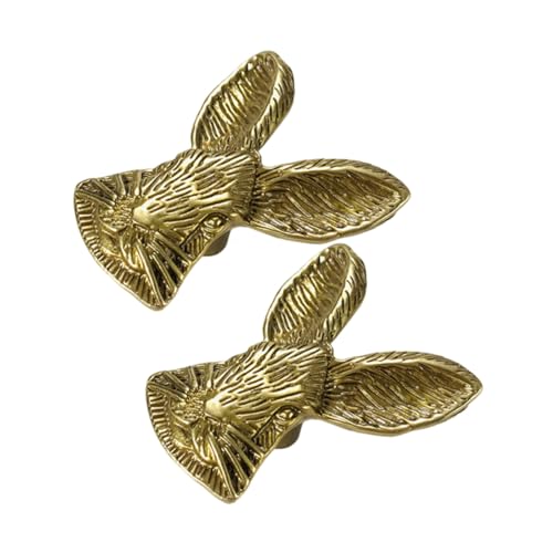 SOPOTUTU 2 Stück Goldfarbene Schubladengriffe aus Messing mit Niedlichem Hasenkopf design Robuste Möbelgriffe für Kommode Küchenschrank Vielseitig Einsetzbar und Langlebig von SOPOTUTU