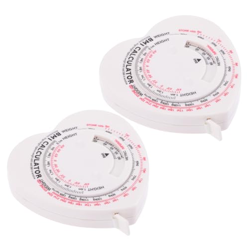 SOPOTUTU 2 Stück Herzförmiges Bmi Maßband Portables Leichtes Körpermaßband mit Retractable Waist Measuring Calculator Abs PP Material Präzise Anzeige für Gesundheitsmessung von SOPOTUTU