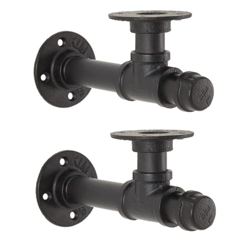 SOPOTUTU 2 Stück Industrial Shelf Bracket aus Schwarzem Eisen Retro Wandhalterung für Holzregale Rostbeständig für Küche Bad Wohnzimmer Werkstatt Einfach Montierbar im Vintage Stil von SOPOTUTU