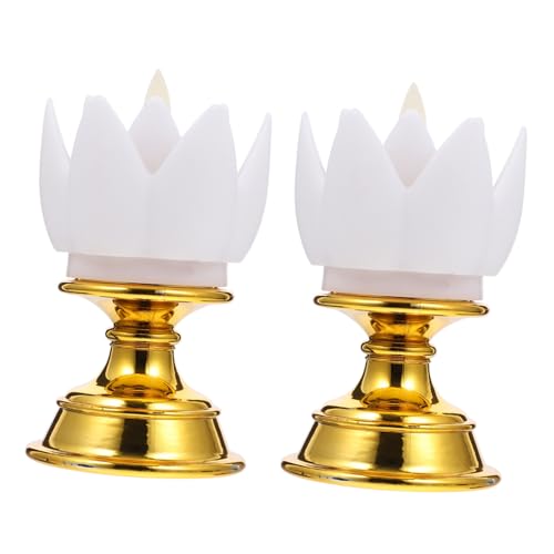 SOPOTUTU 2 Stück LED Lotus Lamp Buddhistische Nachttischlampe Simulation Lotusblume Kerzenlicht für Hausaltar und Wohnraumdekoration Warmweiß Tragbar Geeignet für Meditations und von SOPOTUTU