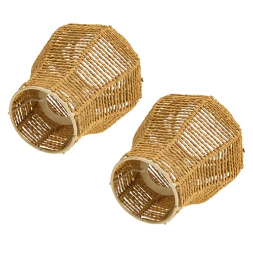 SOPOTUTU 2 Stück Lampenschirm aus Papierseil Handgefertigt Retro lampenschirm für Hängelampe Dekorative Beleuchtung für Hotel Wohnzimmer und Restaurant Langlebig und Kreativ von SOPOTUTU