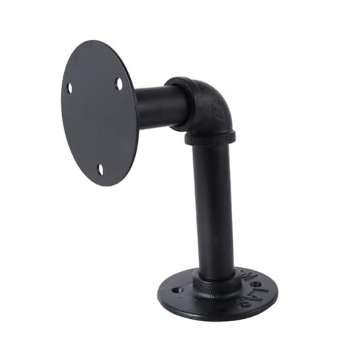 SOPOTUTU 2 Stück Schwarze Robuste Industrie eisenregalhalterungen Wandmontage für Schwebende Holzregale Retro wasserrohr design Vielseitig für Bücherregal Garten und Flaschenregal Geeignet von SOPOTUTU