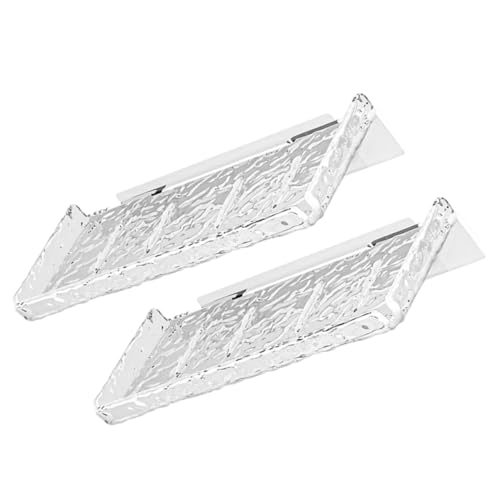 SOPOTUTU 2 Stück Schwebende Wandregale aus Robustem Pet Platzsparend und Vielseitig Eleganter Transparent Strukturierter Bad und Küchen Organizer für Stilvolle Aufbewahrung von SOPOTUTU