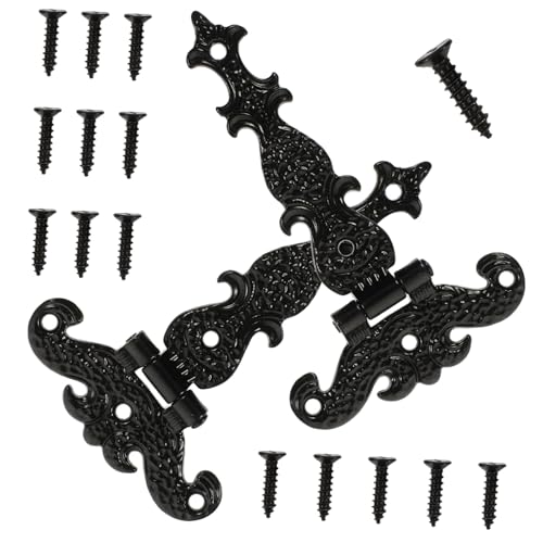 SOPOTUTU 2 Stück Schwere Torband scharniere aus Eisen Retro stil Schraubenlöcher Wetterfest Rostfrei für Holztore Gartentore Outdoor zaun Langlebig Geräuscharm Vielseitig für DIY und Möbel von SOPOTUTU