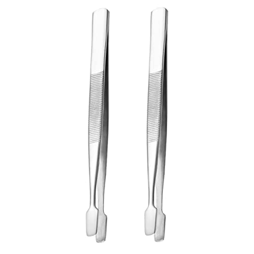 SOPOTUTU 2 Stück Teiliges Edelstahl Anti static Präzisionspinzetten mit Stumpfer Spitze Langlebige Rutschfeste Pinzetten für Briefmarken Münzen Bastelarbeiten und Schmuckherstellung von SOPOTUTU