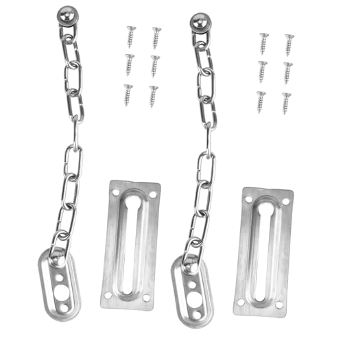 SOPOTUTU 2 Stück Teiliges Edelstahl Sicherheitskette mit Schrauben Türsicherung Einbruchschutz für Haustür Hotel Innentüren Fenster Langlebig Rostfrei von SOPOTUTU