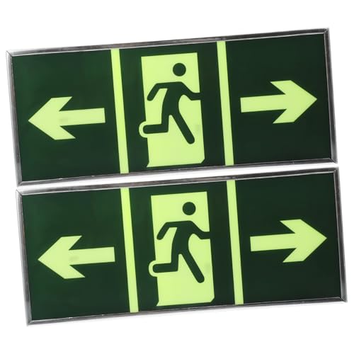 SOPOTUTU 2 Stück Teiliges Selbstleuchtendes Notausgangs Evakuierungsschild Energiesparender Selbstklebender Fluoreszierender Fluchtweg Indikator für Innenräume Leicht Ablösbarer Boden und von SOPOTUTU