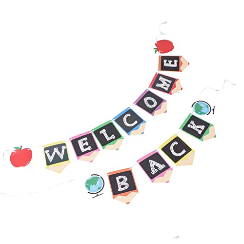 SOPOTUTU 2 Stück Willkommensbanner Teiliges aus Hochwertigem Papier mit Buntem Druck Dekoratives Back To School Schild für Schulanfang Party und Fotohintergrund Farbenfrohe Partydekoration von SOPOTUTU