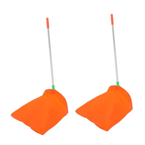 SOPOTUTU 2 Stück Windfeste Langstiel Müllschaufel Aluminium Staubschaufel für Garten Garage Außenbereich Grünflächen Laubaufnahme Müllaufnahme Orange von SOPOTUTU