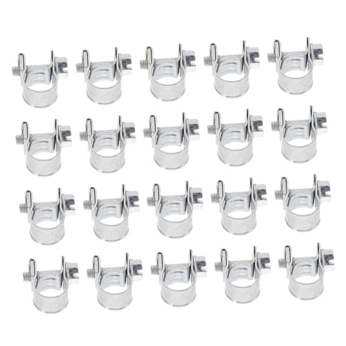 SOPOTUTU 20 Stück Teiliges Mini Schlauchklemmen aus Verzinktem Eisen Korrosionsbeständig Verstellbar Robust und Rostfrei Geeignet für Wasser und Kraftstoffschläuche Einfache Montage von SOPOTUTU
