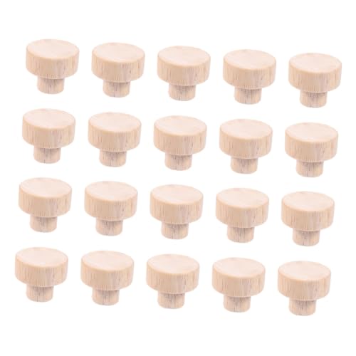 SOPOTUTU 20 Stück Teiliges Runde Möbelgriffe aus Holz mit Schrauben Langlebige Schrank Schubladengriffe Einfach zu Montieren Geeignet für Kommode Schrank Tür Natürlicher Holzton von SOPOTUTU