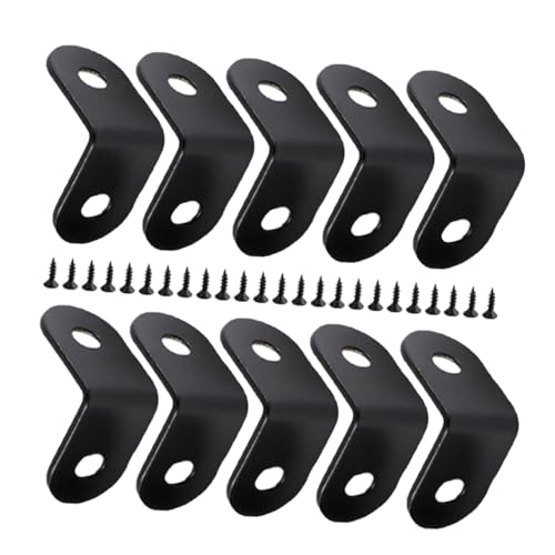 SOPOTUTU 20 Stück Teiliges aus Dickem Edelstahl Pulverbeschichtete Schwarze Eckverbinder Robuste Metallwinkel für Holzregale Möbel Schränke Inklusive Schrauben Vielseitig Einsetzbar von SOPOTUTU