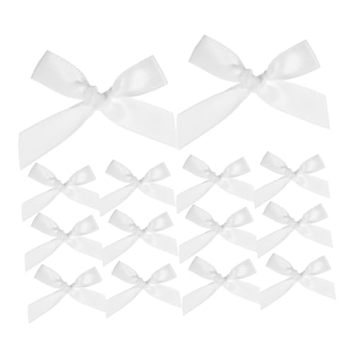 SOPOTUTU 200 Stück Kleine Weiße Satin Schleifen zum Basteln Verstellbare Mini Geschenkband Schleifen für DIY Geschenkverpackung Hochzeit Geburtstag Weihnachtsdeko von SOPOTUTU