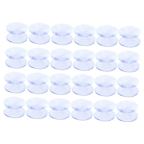 SOPOTUTU 24 Stück Doppelseitige Saugnäpfe für Tischplatten Transparente Glasuntersetzer für Stabile Befestigung und Polsterung von Gegenständen Glatten Oberflächen von SOPOTUTU