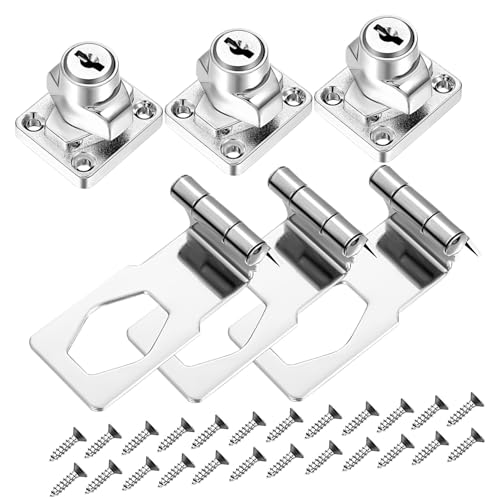 SOPOTUTU 3 Sätze Robuster Türriegel mit Verschleißfeste Diebstahl Sicherheitsverriegelung Heavy Duty Möbelverschluss für Schränke Türen Fenster Einfache Montage Langlebig von SOPOTUTU
