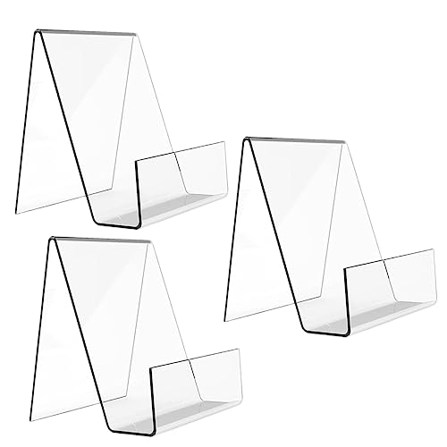 SOPOTUTU 3 Stück Acryl Buchständer Transparenter Bücherhalter für Schule und Büro Stabiler Aufsteller für Magazine Notizen und Kunstwerke aus Hochwertigem Acryl Gefertigt von SOPOTUTU