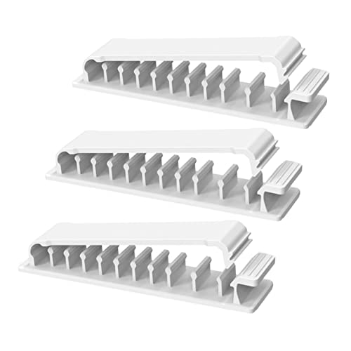SOPOTUTU 3 Stück Kabelmanagement Set Selbstklebende Kabelclips mit Löchern für Schreibtisch zur Organisation von USB und Ladekabeln für Büro und Zuhause von SOPOTUTU