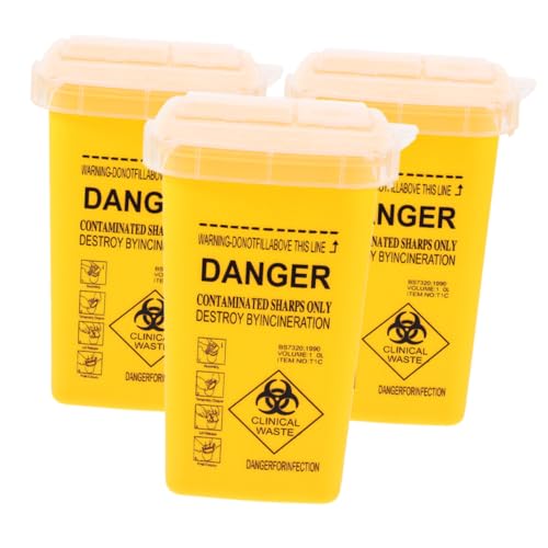 SOPOTUTU 3 Stück Sharps Entsorgungsbehälter mit Robustem Klappdeckel Sicherer Behälter für Gebrauchte Scharfe Gegenstände Medizinische Abfallbox für Zuhause und Praxis Sichtbare von SOPOTUTU