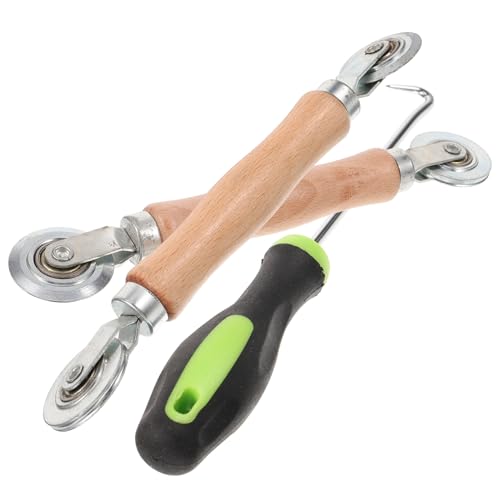 SOPOTUTU 3 Stück Teiliges Fliegengitter Reparaturset mit Solidem Holzgriff Langlebiges Fenster Fliegengitter Werkzeug Ergonomischer Screen Roller für Einfache und Schnelle Reparatur von von SOPOTUTU