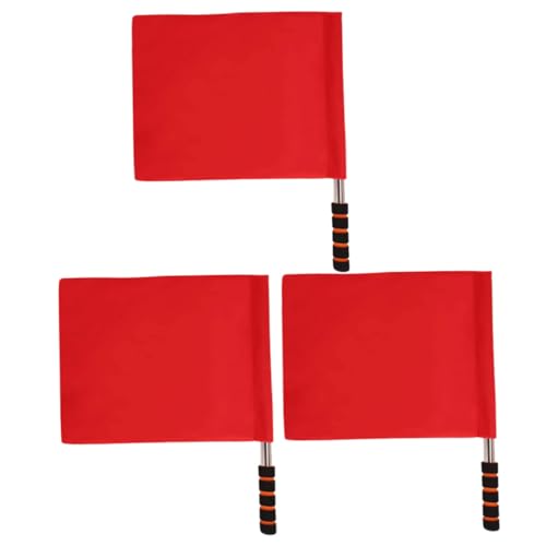 SOPOTUTU 3 Stück Teiliges Handwinker Flaggen für Leichtathletik Wettkampf Rote Signalflaggen mit Rutschfestem Griff Vielseitig Einsetzbar für Schiedsrichter und Fanunterstützung bei Rennen von SOPOTUTU