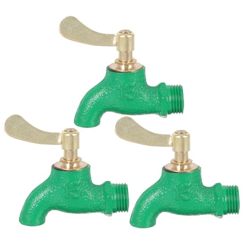 SOPOTUTU 3 Stück Teiliges Vintage Wasserhahn mit Kupferkern Schnelles Öffnen Langlebiger Eisenkörper Geeignet für Badezimmer Waschbecken und Waschküche von SOPOTUTU