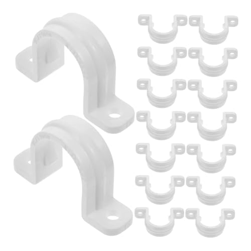 SOPOTUTU 30 Stück Teiliges PVC Rohrschellen U förmige Rohrklemmen Stabile Rohrhalterung für Wasser Heizung Feuerbeständig und Rohrbefestigung Innen Außen von SOPOTUTU