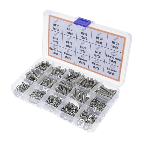 SOPOTUTU 375 Stück Teiliges Schrauben und Muttern aus Edelstahl mit Unterlegscheiben Sortiment Metrisches Bolzenkit für Reparatur Automotive DIY und Werkstatt Vielseitig und Stabil von SOPOTUTU