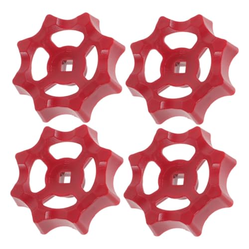 SOPOTUTU 4 Stück Absperrhahn Griff aus Robustem Abs Schwerlast Gartenventil Handrad mit Roter Blumen design Passend für Außenwasserhähne für Garten Terrasse Vielseitiger Ventilgriff von SOPOTUTU