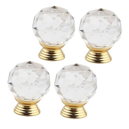 SOPOTUTU 4 Stück Goldfarbene Glaskugel Möbelgriffe Schubladenknöpfe Vintage Stil Robuste Schrankknöpfe für Küchenschränke Kommoden Einfache Montage Elegantes Design von SOPOTUTU