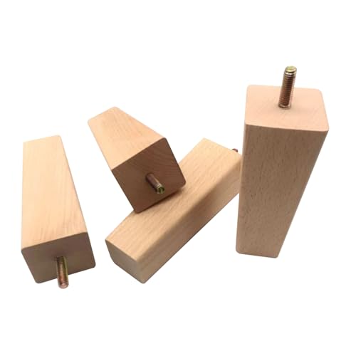 SOPOTUTU 4 Stück Massivholz Möbelbeine Eckig Stabile Sofafüße und Tischbeine aus Holz Möbelstützen für Sofa Couchtisch Tv Schrank und Büromöbel Langlebig und Elegant von SOPOTUTU