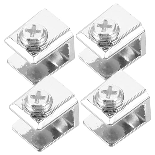 SOPOTUTU 4 Stück Teiliges Glasregalhalter Verstärkte Klemmen mit Glatter Oberfläche Kratzfest Stabiler Halter für Glasregale Einfache Montage ohne Werkzeug Geeignet für Bad und Möbel von SOPOTUTU