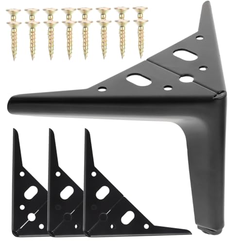 SOPOTUTU 4 Stück Teiliges Möbel Beine aus Stahl Stabile Möbelstützfüße für Sofa Couchtisch Kommode und Badschrank Einfache Montage rutschfest Langlebig Schwarz Geeignet für Wohn und von SOPOTUTU