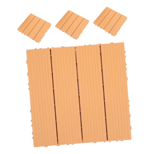 SOPOTUTU 4 Stück Teiliges Outdoor Bodenfliesen aus Wasserfestem Kunststoff Interlocking Selbstmontierend Stabile Terrassenfliesen für Balkon Garten Weg Wetterbeständig Naturholzoptik von SOPOTUTU