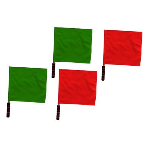 SOPOTUTU 4 Stück Teiliges Schiedsrichter Signalflaggen Kleine Handflaggen in Rot und Grün Leichte Langlebige Fahnen für Fußball Volleyball Rugby und Leichtathletik im Freien von SOPOTUTU
