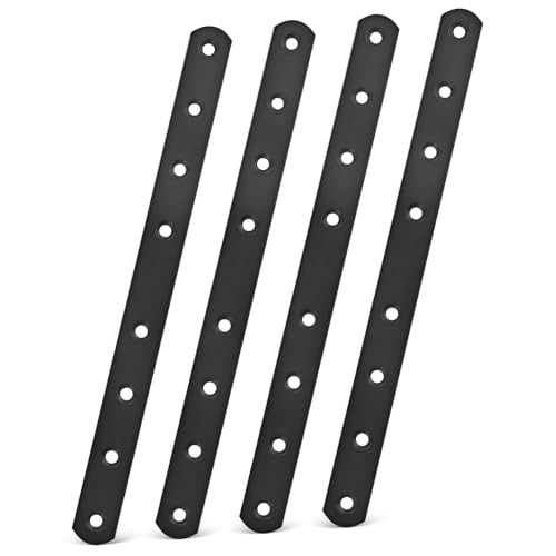 SOPOTUTU 4 Stück Teiliges Schwarze Metall Winkelplatten aus Dickem Edelstahl Stabile Gerade Flachverbinder für Holz Vielseitige Reparatur Montageplatten für Möbel Werkstatt und von SOPOTUTU