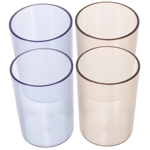 SOPOTUTU 4 Stück Teiliges Transparenter Rutschfester Zahnbürstenbecher aus Langlebigem Kunststoff Multifunktionale Mundspül und Trinkbecher für Badezimmer für Reisen und Alltag von SOPOTUTU