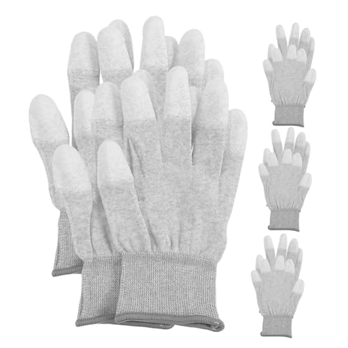 SOPOTUTU 5 Paare Anti aufladungs Fingertip Handschuhe Pu beschichtet Rutschfest Arbeitsschutz für Elektronikmontage PC reparatur Wärmeschutz und Funkenbeständigkeit von SOPOTUTU