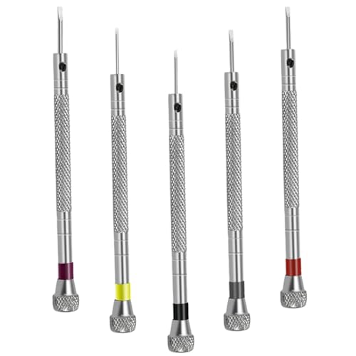 SOPOTUTU 5 Stück Präzisions schraubendreher Uhrmacherwerkzeug Metall Rutschfest Kompakt Langlebig Multifunktional für Uhrenreparatur Schmuck und Elektronik Wartung von SOPOTUTU