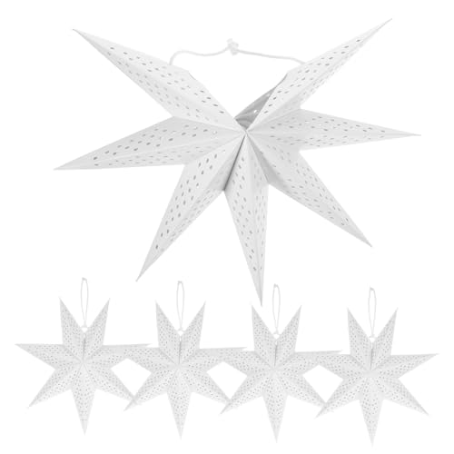 SOPOTUTU 5 Stück Teiliges Papierstern Lampenschirm Faltbare Laternen für Weihnachtsdeko zum Aufhängen Klassisches Design Vielseitig für Party Hochzeit Festliche Raumgestaltung von SOPOTUTU