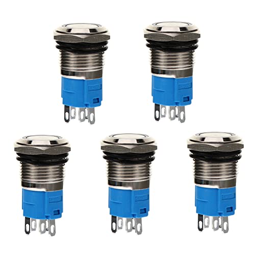 SOPOTUTU 5Stücke Wasserdichte LED Ringschalter aus Druckknopfschalter für Auto Lkw Boot Selbstverriegelnd Rostfrei Dauerhaft von SOPOTUTU