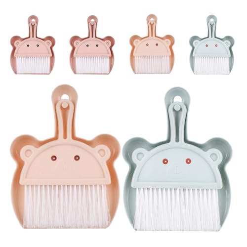 SOPOTUTU 6 Sätze Mini Besen und Kehrschaufel Set für Desktop Teiliges Set Himmelblau Hellbraun und Weizenton für Kleine Räume und Gründliche von Tischen Bücherregalen und Küchen von SOPOTUTU