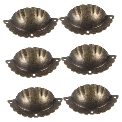 SOPOTUTU 6 Stck Vintage Möbelknöpfe Muschel Halbkreis Design Schrankgriffe Kommode Knäufe Retro Dekorative Möbelgriffe für Schränke Einfache Montage Langlebig und Stilvoll von SOPOTUTU