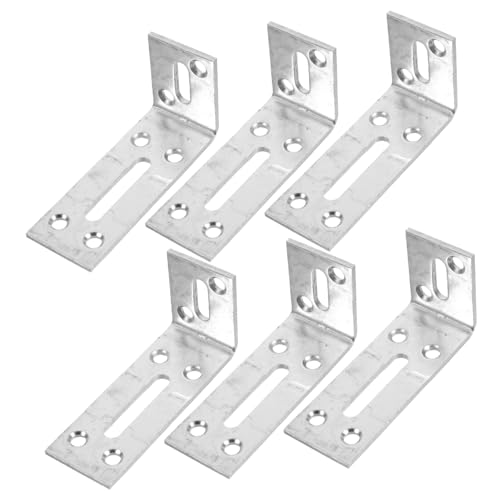 SOPOTUTU 6 Stück Edelstahl Regalhalter Förmige Winkelstütze Teilig Verstellbar Schwerlast Halterung für Holzregale Tische Stühle mit Langloch Einfache Montage Robuste Befestigung von SOPOTUTU