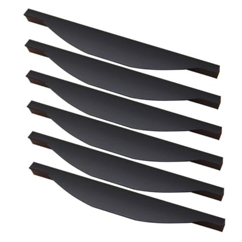 SOPOTUTU 6 Stück Schwarze Möbelgriffe aus Langlebigem Aluminiumlegierung Gebogene Schrankgriffe mit Glatter Oberfläche und Fingerschutz für Schränke Kleiderschränke und Küchenmöbel von SOPOTUTU