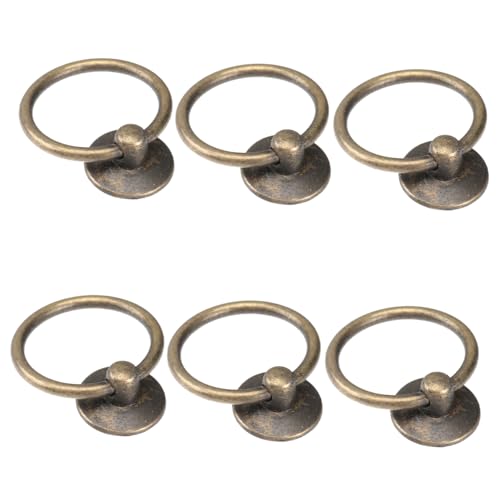 SOPOTUTU 6 Stück Teiliges Bronzierte Runde Türgriffe aus Zinklegierung und Eisen Langlebige Möbelknöpfe mit Retro Ringdesign Geeignet für Schränke Kommoden und Kleiderschränke von SOPOTUTU