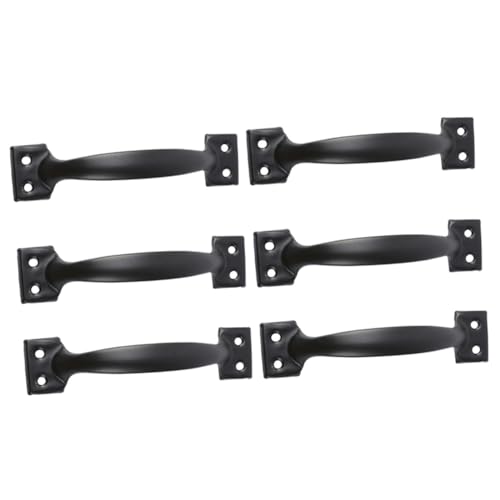 SOPOTUTU 6 Stück Teiliges Vintage Möbelgriffe Schwarz aus Robustem Eisen Gebogene Schrankgriffe für Küchen Kleiderschränke Antike Türgriffe mit Komfortablem Griffgefühl von SOPOTUTU